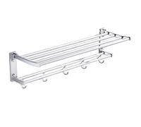 Bathroom Towel Holder Towel Rack Free Punching Space Aluminum Foldable Double With Removable Hook Shelf Compact Bathroom Storage(50cm)