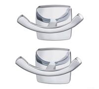 Bathroom Towel Hooks 2 Pack, Heavy Duty Chrome, Wall Mounted | Twin Hook, Door Hook, Screw Fixed, Zinc Alloy, 8.3x4.1x5cm, Silver, Black, Bedroom, Kitchen