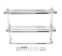 Bathroom Towel Rack, 3-Tier Stainless Steel Towel Rail Multifunction Wall-Mounted Foldable Towel Holder Bath Towel Rack with Towel Bars Shower Shelf for Bathroom Kitchen Hotel, 21.7x17.7x8.3in