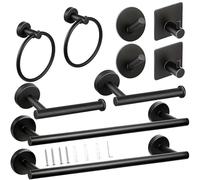Bathroom Towel Rack Adhesive Towel Rings Robe Hook Holder Accessory Set Easy to Installation Hardware Set