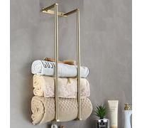 Bathroom Towel Rack for Rolled Towels, Wall Mounted Towel Storage Rack for Bathroom Organization, Stainless Steel Towel Storage Holder Can Holds Up to 6 Large Bath Towels (Gold)