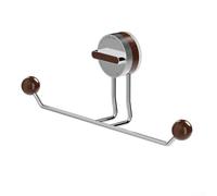 Bathroom towel rack with suction cup mount, stainless steel resistant pole, kitchen compatible, no drill installation, compact towel organizer (brown)