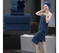 Bathroom Towel Set 8 Pieces 2 Oversized Bath Towels, 2 Hand Towels & 4 Washcloths 600gsm Ultra Soft Luxury Highly Absorbent Quick Dry Hotel Towel Collection Navy Blue