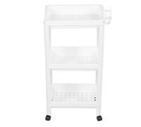 Bathroom Tower Shelf Plastic standing Storage Rack Organizer Multifunctional Shelving Unit Large Capacity Corner Design Sturdy Durable for Living Room Bedroom Kitchen Office White (3 Layers (with