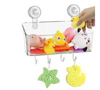 Bathroom Toy Holder - Transparent Ventilation Bin, Multi-Purpose Hook Attachment, Mold Resistant Basket | Wall Mounted Organizer, Efficient Space Saving Solution For Apartment Tubs And Showers