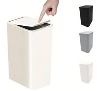 Bathroom Trash Can, 10 Liter/ 2.6 Gallon Slim Kitchen Trash Can with Pop-Up Lid, Combines Pet-Proof Odor-Proof and Quiet Opening/Closing Features for Toilet Bathroom Living Room (White)