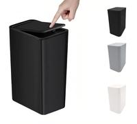 Bathroom Trash Can, 10 Liter/ 2.6 Gallon Slim Kitchen Trash Can with Pop-Up Lid, Combines Pet-Proof Odor-Proof and Quiet Opening/Closing Features for Toilet Bathroom Living Room (Black)