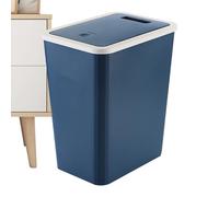 Bathroom Trash Can - 13L Slim Rubbish Container, Press-Top Recycling Bin with Decorative Design, Indoor Home Kitchen Bathroom, Living Room Office, Compact Waste Management Accessory