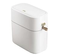 Bathroom Trash Can, 8L Slim Lidded Trash Bin for Narrow Spaces, Functional Home and Office Feature, Waste Management Category for Indoor, Kitchen, Toilet, Dorm, Desk, RV, Laundry, and Outdoor Use