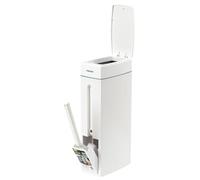 Bathroom Trash Can | Bathroom Bin with lid | Trash Can Narrow Bedroom Bin with Lid | Toilet Brush Combo Save Space Small, Narrow Garbage Can for