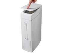Bathroom Trash Can, Slim Lidded Waste Bin with Toilet Brush, 4.25 inchesHeavy Duty Compact Rubbish Container for RV, Bathroom, Kitchen, Dorm, and Home Restroom Use