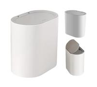 Bathroom Trash Can With Lid, Bathroom Bin With Press Top Lid Slim Garbage Can Small Trash Bin Waste Basket For Offices Living Room Bedroom, 25.5X25X16.5cm