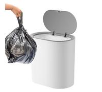 Bathroom Trash Can with Lid, Small Dog Proof Trash Bin with Lid, Stylish Slim Garbage Can Compact Spaces Wastebasket for Kitchen Living Room Offices