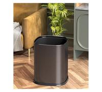 Bathroom Trash CanSturdy Stainless Steel Trash CanRubbish Kitchen DustbinsCarbon Steel Barrel Double Layer Inside And Outside Stable Base(Black15L)