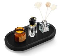 Bathroom Tray 11.4x6.1 inches, Bamboo Decorative Vanity Tray for Bathroom Countertop Farmhouse, Toilet Bathroom Decor, Black, Toilet Bathroom Decor, Black