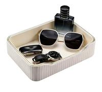 Bathroom Tray, Leather Oval Decorative Bath Perfume Jewelry Tray, Vanity Tray Table Tray for Bathroom Dressing Table, Soap Dispenser, Toilet, Bathtub, Candles, Kitchen Sink(Rectangular)