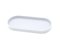 Bathroom Tray Silicone Waterproof Countertop Organiser for Toiletries & Perfume - Non-Slip Dish 25x11cm(White)