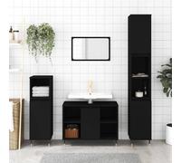 (black) vidaXL Bathroom Cabinet Vanity Unit Storage Cabinet Cupboard Engineered Wood