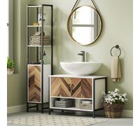 Bathroom Under Sink Cabinet for Basin with or without Pedestal Cream HOMCOM Cream One Size
