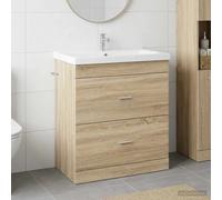 Bathroom Under Sink Cabinet Sonoma Oak 78.5 x 37.5 x 81 cm Engineered Wood Slim