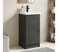 Bathroom Vanity Black Engineered Wood 42x40x84.5cm with Sink & Metal Knob Shelf