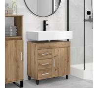 Bathroom Vanity Cabinet 60x35x60cm Engineered Wood Artisan Oak 3 Drawers Slim.