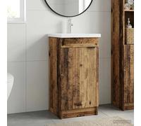 Bathroom Vanity Cabinet Old Wood 42x40x84.5cm Engineered Wood With Basin Faucet