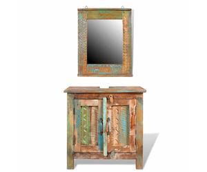 Bathroom Vanity Cabinet with Mirror Storage Cupboard Wall Mirror Decor vidaXL