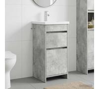 Bathroom Vanity Concrete Grey 42x40x84.5cm Engineered Wood 2 Drawer Compact Sink