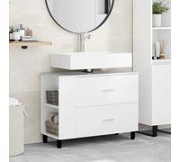 Bathroom Vanity High Gloss White 80x35x60cm Under-Sink Engineered Wood 2-Drawer