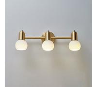 Bathroom Vanity Light Fixture Over Mirror, Brass Finish 3-Light Picture Wall Lamp with White Glass Shade, Modern Wall Sconce Lighting for Bath Bedroom Gallery (Exclude E14 Bulb)