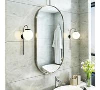 Bathroom Vanity Mirror, Brushed Stainless Steel Framed Mirror for Over Sink