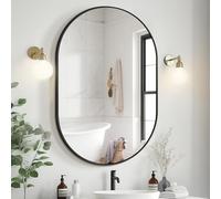 Bathroom Vanity Mirror for Wall, 36''x24'' Black Oval Bathroom Mirror for Over Sink, Bedroom, Living Room, Entryway, HD Tempered Glass, Wall Mounted Horizontally or Vertically
