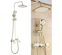 Bathroom Vanity Sink Faucet White Three Gears Rain Shower Set Brass Hot and Cold Water Shower Device Bathroom Basin Sink Tap Bathroom Faucet,