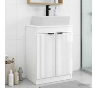 Bathroom Vanity Sink High Gloss White 54x35x83cm Engineered Wood Modern Compact