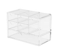 Bathroom Vanity Storage Box Jewelry Transparent 3 Tiers 6 Compartments Cosmetic Classification Pull-out Drawers Stackable Dustproof Bedroom Desktop L