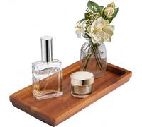 Bathroom Vanity Tray 11.8 x 5.9 inches of Natural Acacia Wood - Elegant Organizer for Cosmetics, Jewelry, Perfume, Candle, Key - Premium Wood Tray for Bathroom, Kitchen, Countertop, Toilet Tank, Sink