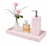 Bathroom Vanity Tray - 24 x 10 cm Silicone Decorative Tray with Scalloped Edge, Countertop Perfume Trays Trinket Dish for Dresser, Countertop Organiser for Cosmetics Candle Jewelry, Rectangular