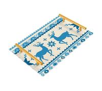 Bathroom Vanity Tray Blue Elk Snowflakes Ethnic Acrylic Decorative Tray for Countertop Organizer Perfume Makeup Dresser
