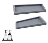 Bathroom Vanity Tray, Decorative Silicone Cosmetic Tray, Non Slip Rectangular Tray for Perfume Tissues Candles Towel Plant Jewelry, 20x10cm gray（2 pack）