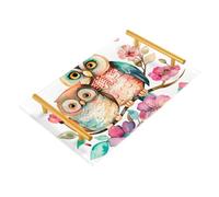 Bathroom Vanity Tray Owl Forest Animal Flowers Acrylic Decorative Tray for Countertop Organizer Perfume Makeup Dresser