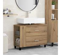 Bathroom Vanity Unit Artisan Oak 80x35x60cm Engineered Wood Under Sink 2 Drawers