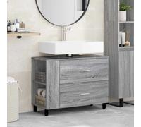 Bathroom Vanity Unit Grey Sonoma 80x35x60cm Engineered Wood Under-Sink 2-Drawer