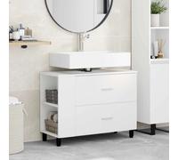 Bathroom Vanity Unit White 80 x 35 x 60 cm Engineered Wood Under-Sink Cabinet .