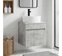 Bathroom Vanity Wall-Mounted Concrete Grey 49 x 44.5 x 65 cm Engineered Wood Inc
