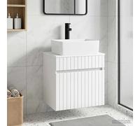 Bathroom Vanity Wall-Mounted High Gloss White 49x41x63cm Engineered Wood Storage