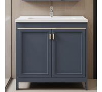 Bathroom Vanity with Ceramic Sink Freestanding Cabinet with Hot & Cold Faucet 80cm 31.5in Mobile Lavabo for Living Room Kitchen Office Storage Solution