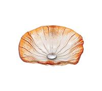 Bathroom Vessel Sink Artistic Alien Tempered Glass Vessel Sink Combo Counter Top Installation Bathroom Vanity Sinks Art Basin With Brass Pop Up Drain, 440 X 440 X 145 Mm-Maple Leaf (Maple Leaf)