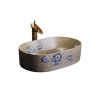 Bathroom Vessel Sink- Bathroom Balcony Outdoor Retro Art Ceramic Sink Oval Above Counter Basin (Including Accessories)