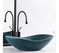 Bathroom Vessel Sink Ceramic Ceramic Oval Countertop Basin Above Counter Wash Basin Modern Vanity Sink for Apartment Balcony Hotel Cloakroom(Green B,52x32x15cm)